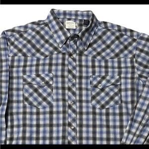 Wrangler Blue and Black Checkered pearl snap Men's Shirt 2XL